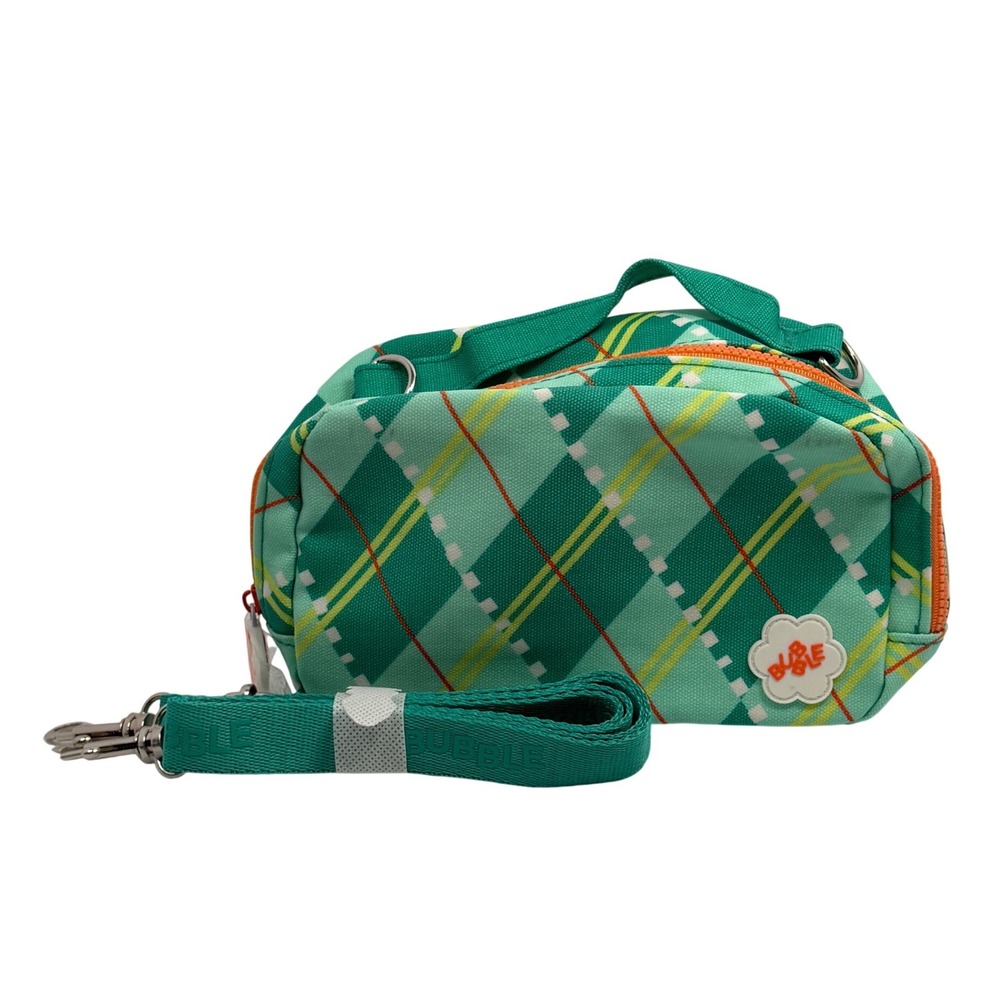 Bubble Skincare Green Argyle Plaid Makeup‎ Bag Toiletry Pouch Crossbody Strap